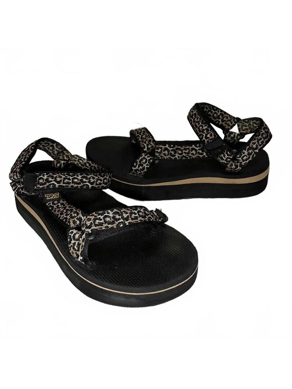 Teva Women's Platform Sandals with Leopard Print Straps Size 9